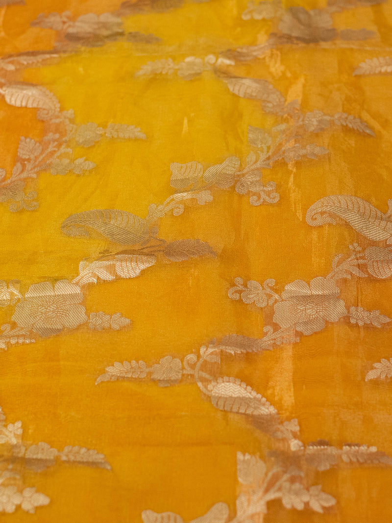 Handwoven Yellow Banarasi  Tissue Silk Suit