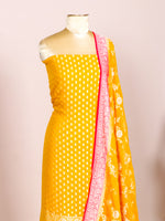 Handwoven Yellow Banarasi Khaddi Georgette Suit