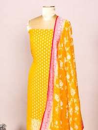 Handwoven Yellow Banarasi Khaddi Georgette Suit