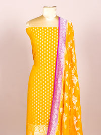 Handwoven Yellow Banarasi Khaddi Georgette Suit