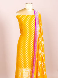 Handwoven Yellow Banarasi Khaddi Georgette Suit