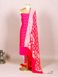 Handwoven Pink Banarasi Khaddi Georgette Suit