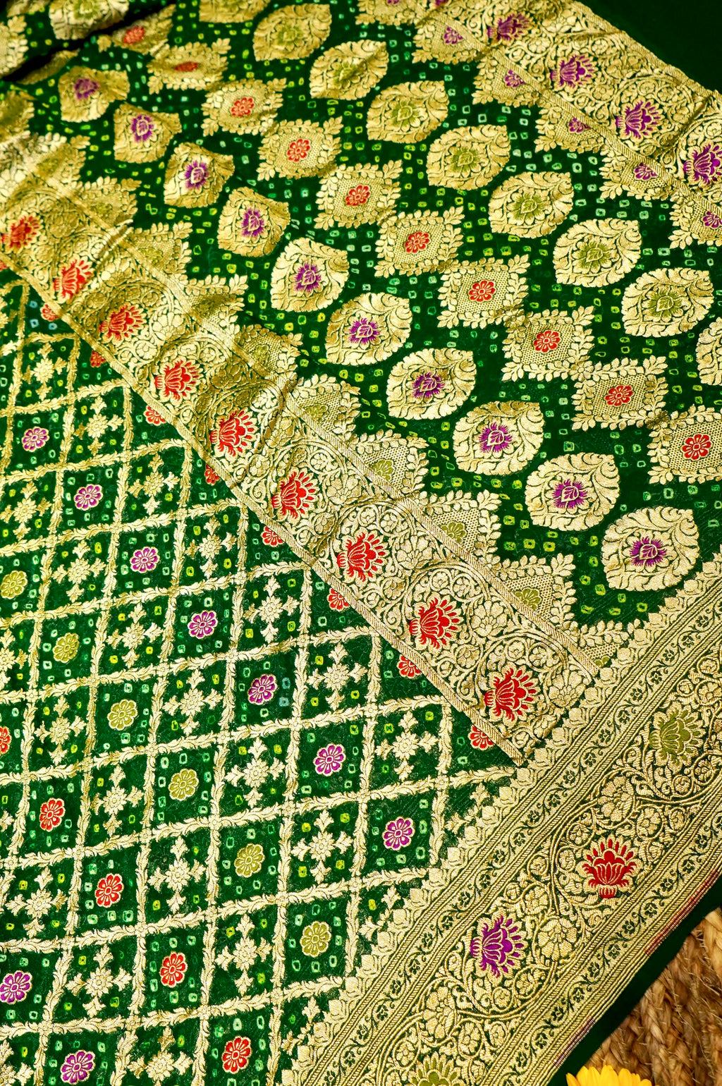 Handwoven Bottle Green Banarasi Khaddi Georgette Suit