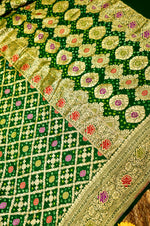 Handwoven Bottle Green Banarasi Khaddi Georgette Suit