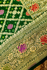 Handwoven Bottle Green Banarasi Khaddi Georgette Suit
