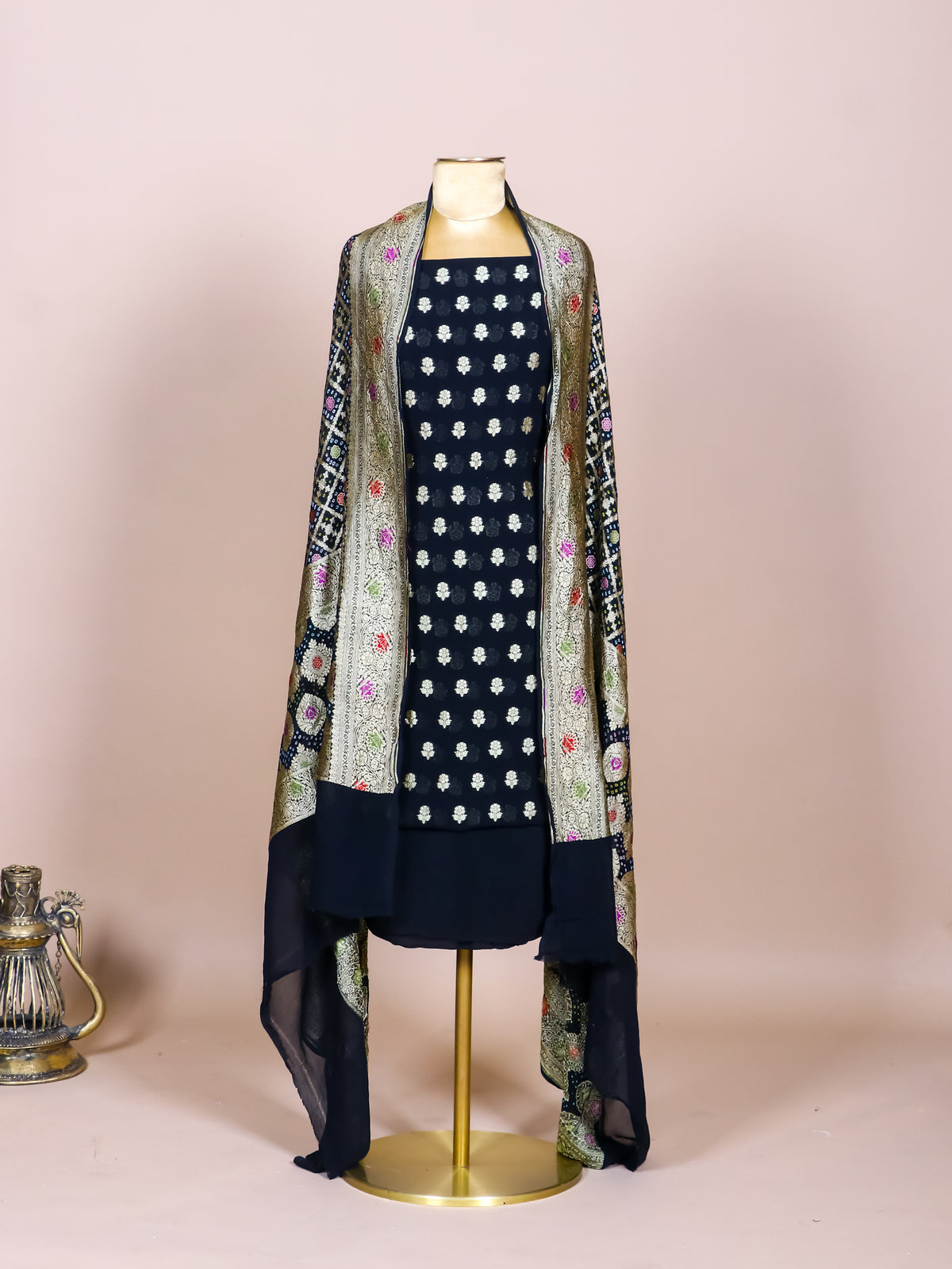 Handwoven Black Banarasi Khaddi Georgette Suit