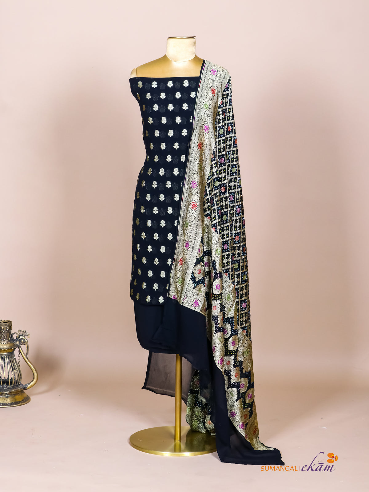 Handwoven Black Banarasi Khaddi Georgette Suit