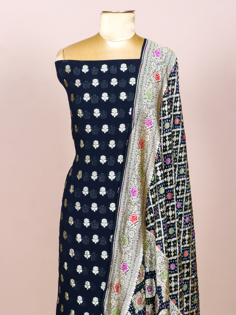 Handwoven Black Banarasi Khaddi Georgette Suit