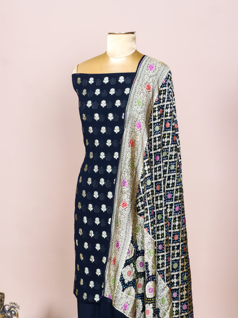 Handwoven Black Banarasi Khaddi Georgette Suit