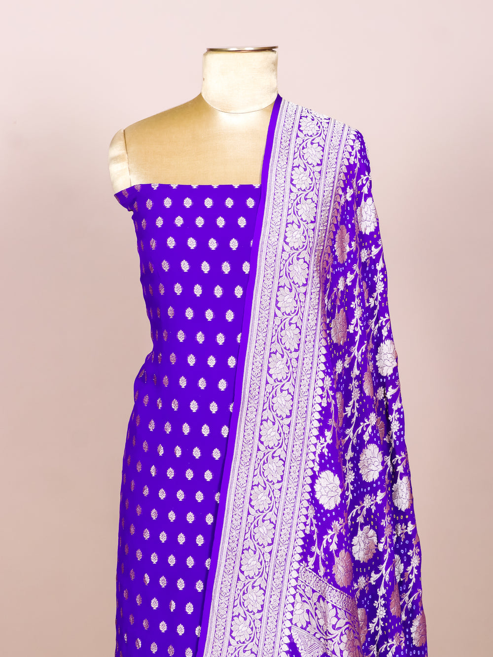 Handwoven Purple Banarasi Khaddi Georgette Suit