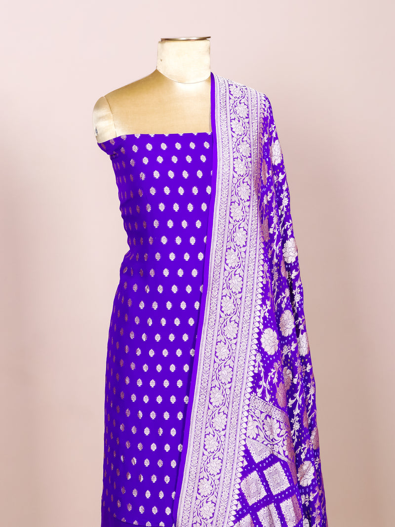 Handwoven Purple Banarasi Khaddi Georgette Suit