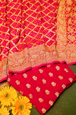 Handwoven Pink Banarasi Khaddi Georgette Suit