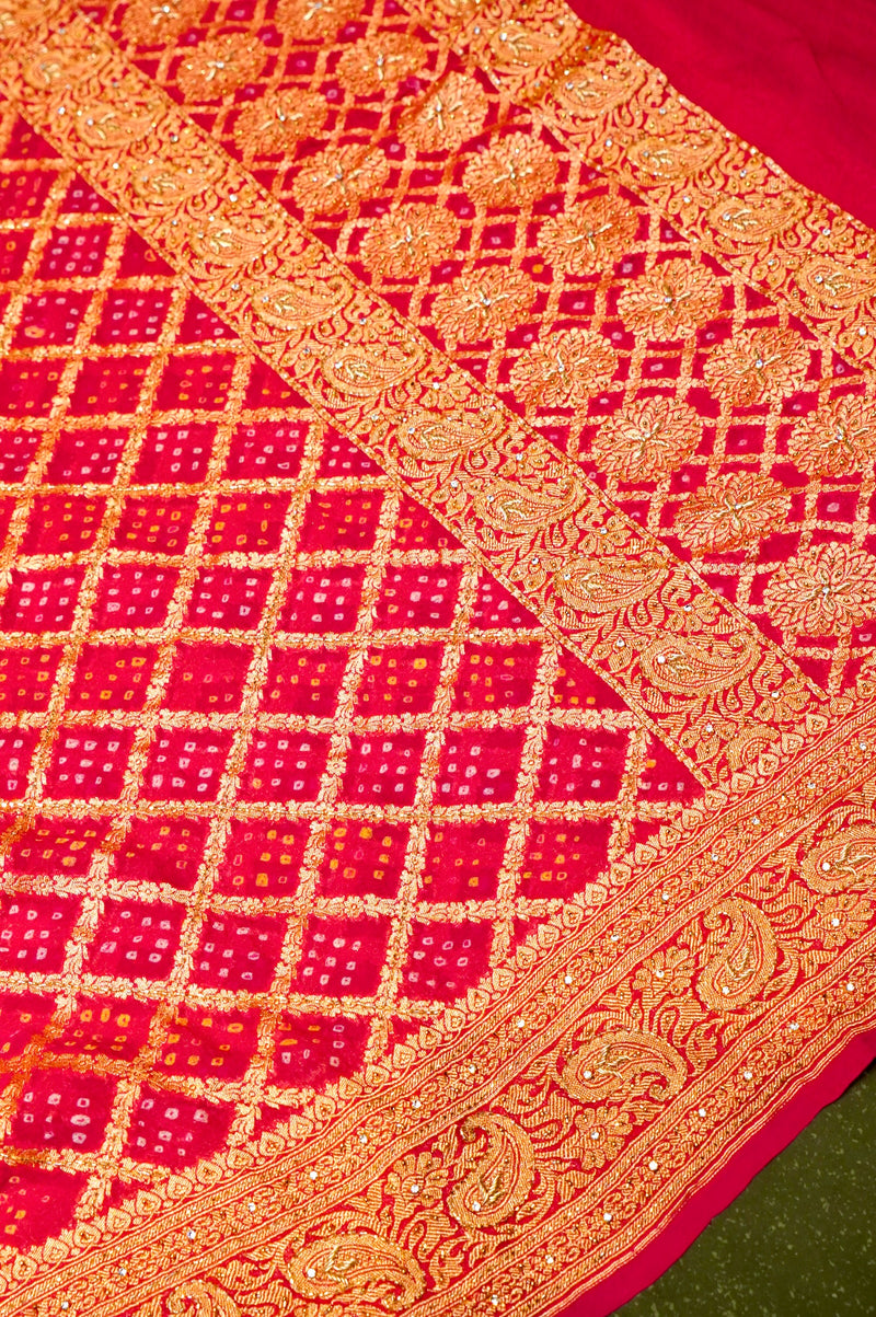 Handwoven Pink Banarasi Khaddi Georgette Suit