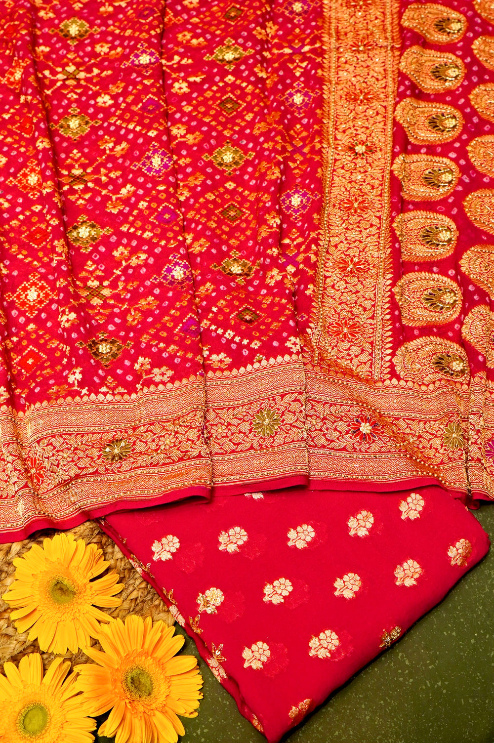 Handwoven Pink Banarasi Khaddi Georgette Suit