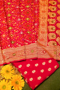 Handwoven Pink Banarasi Khaddi Georgette Suit
