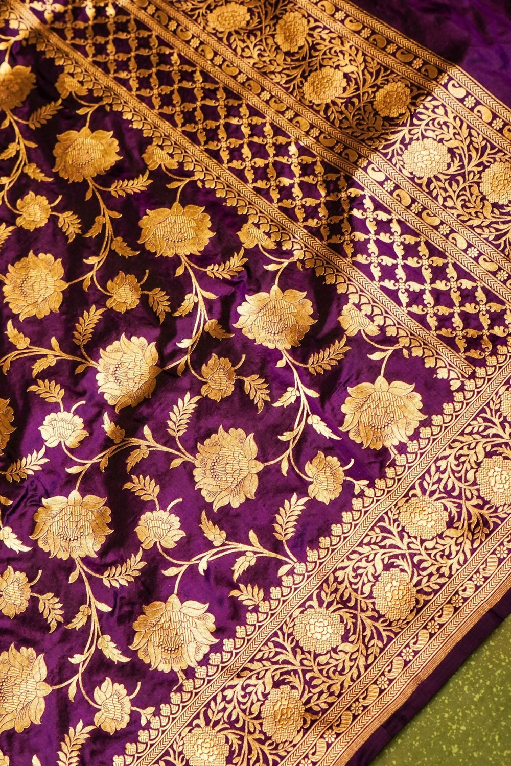 Handwoven Dark Purple Banarasi Katan Silk Suit