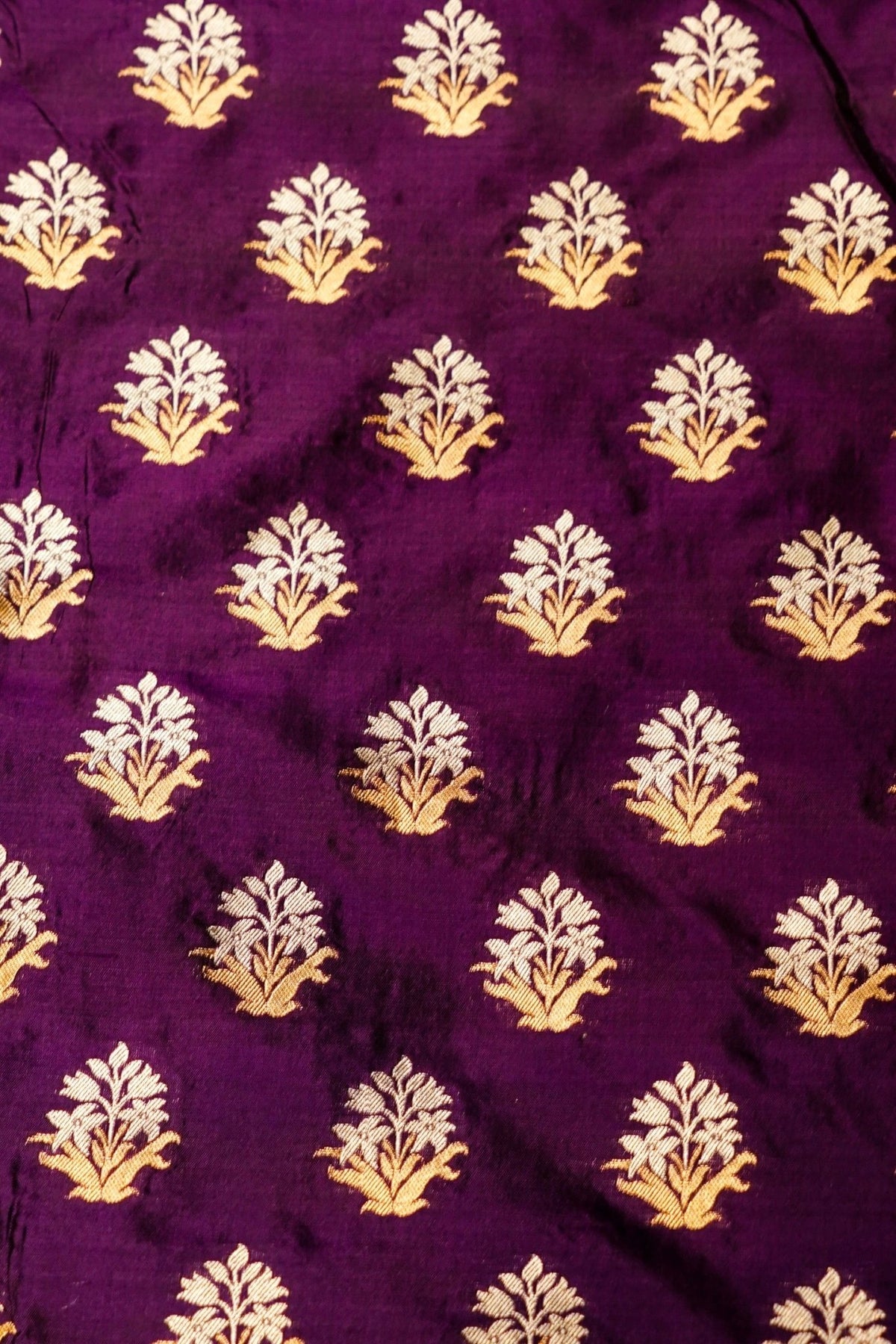 Handwoven Dark Purple Banarasi Katan Silk Suit