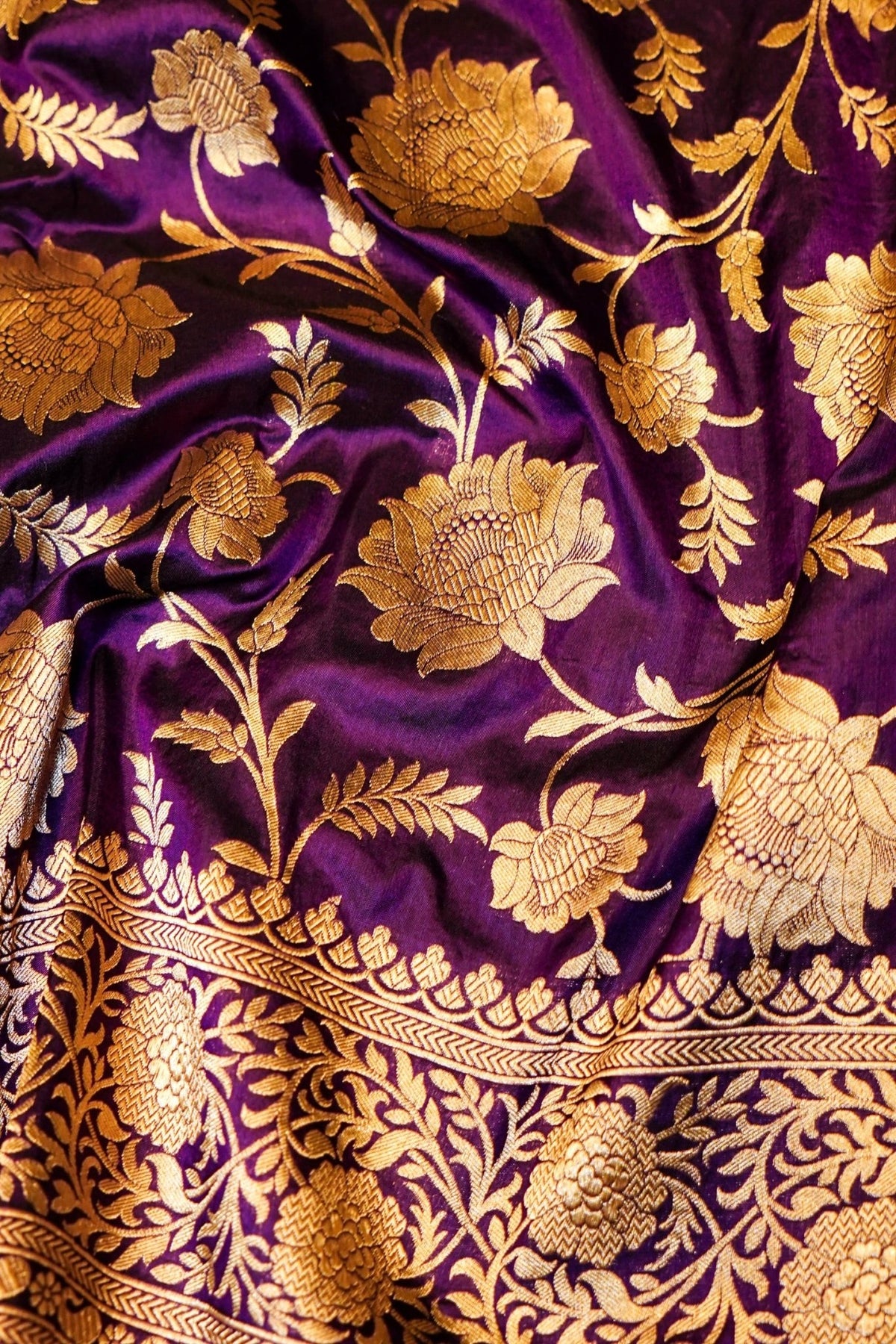 Handwoven Dark Purple Banarasi Katan Silk Suit