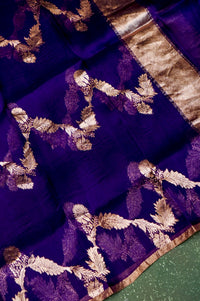 Handwoven Violet Banarasi Tussar Silk Suit