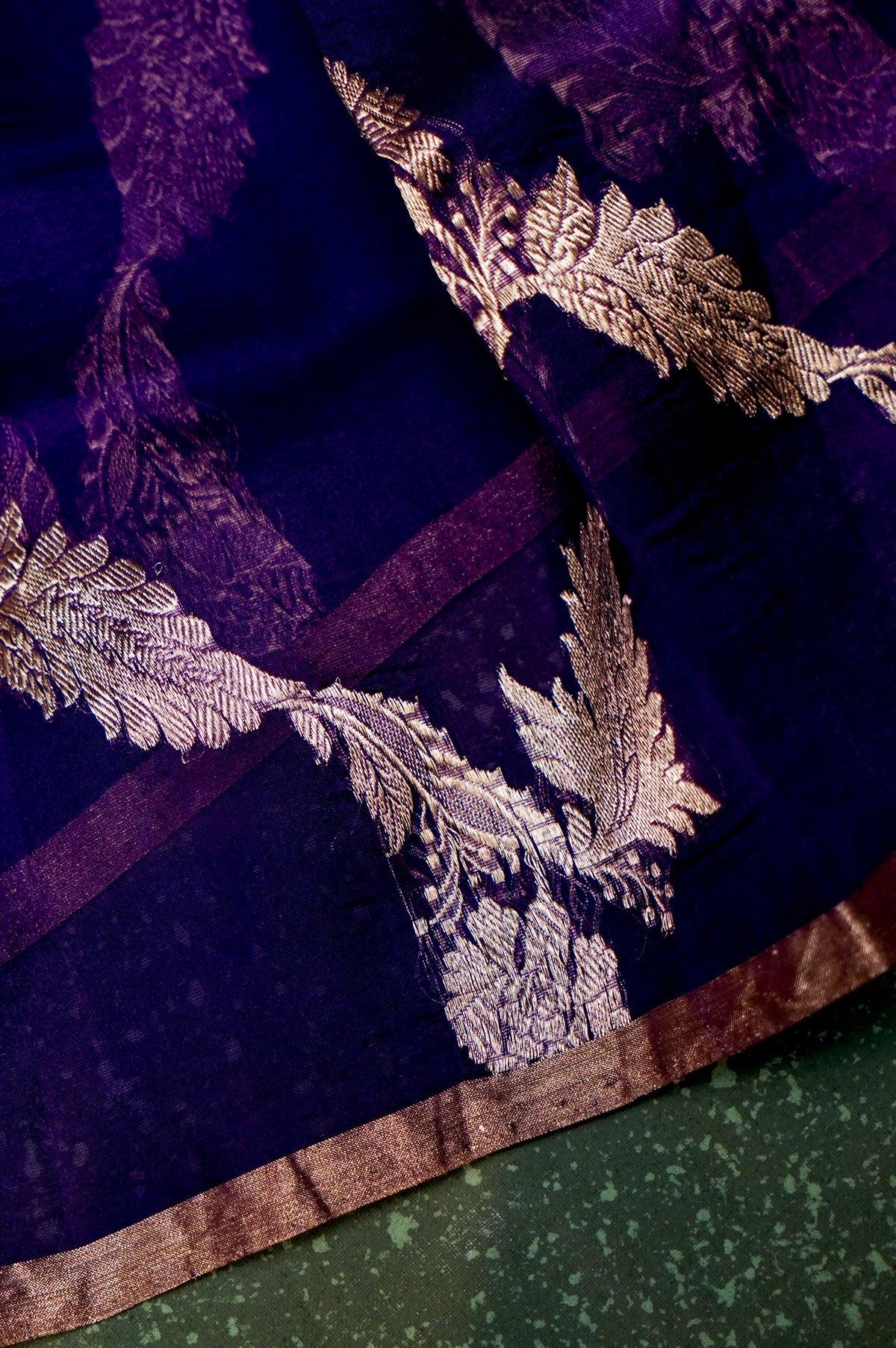 Handwoven Violet Banarasi Tussar Silk Suit