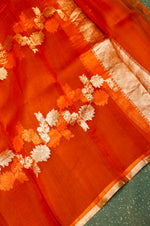 Handwoven Orange Banarasi Tussar Silk Suit