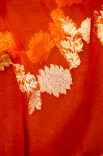 Handwoven Orange Banarasi Tussar Silk Suit