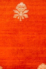 Handwoven Orange Banarasi Tussar Silk Suit