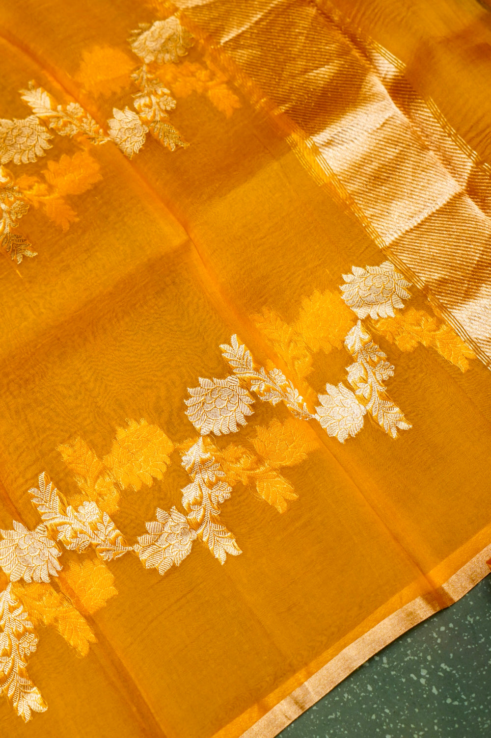 Handwoven Yellow Banarasi Tussar Silk Suit