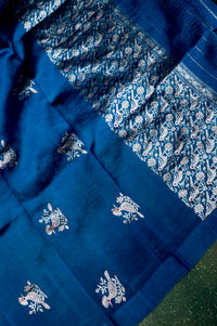 Handwoven Teal Blue Banarasi Mashru Silk Suit