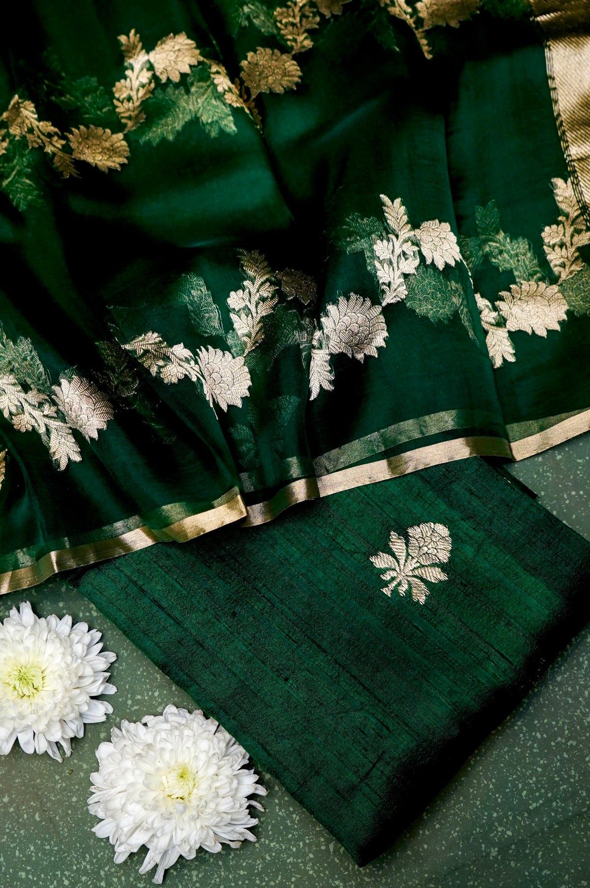 Handwoven Green Banarasi Tussar Silk Suit