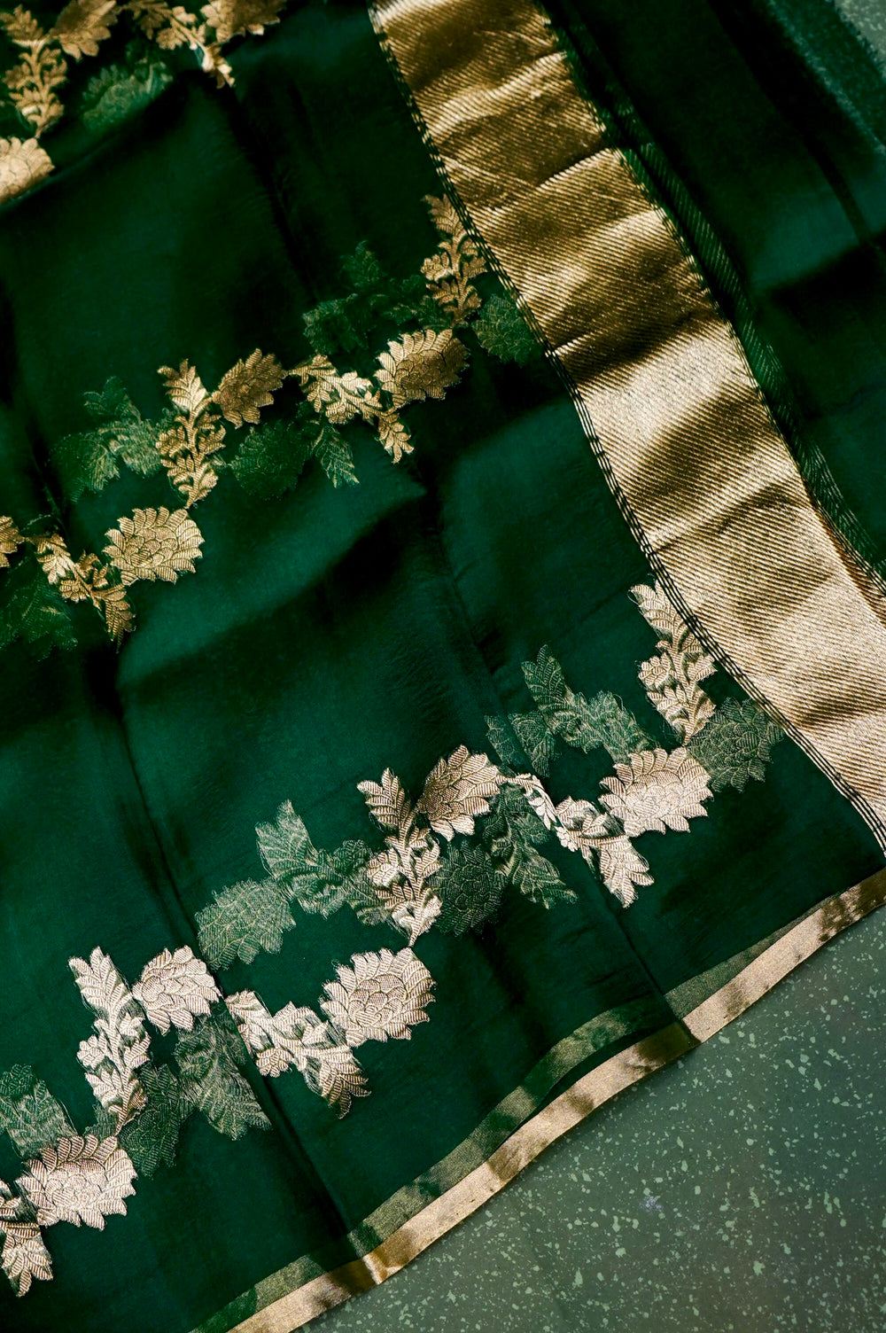 Handwoven Green Banarasi Tussar Silk Suit