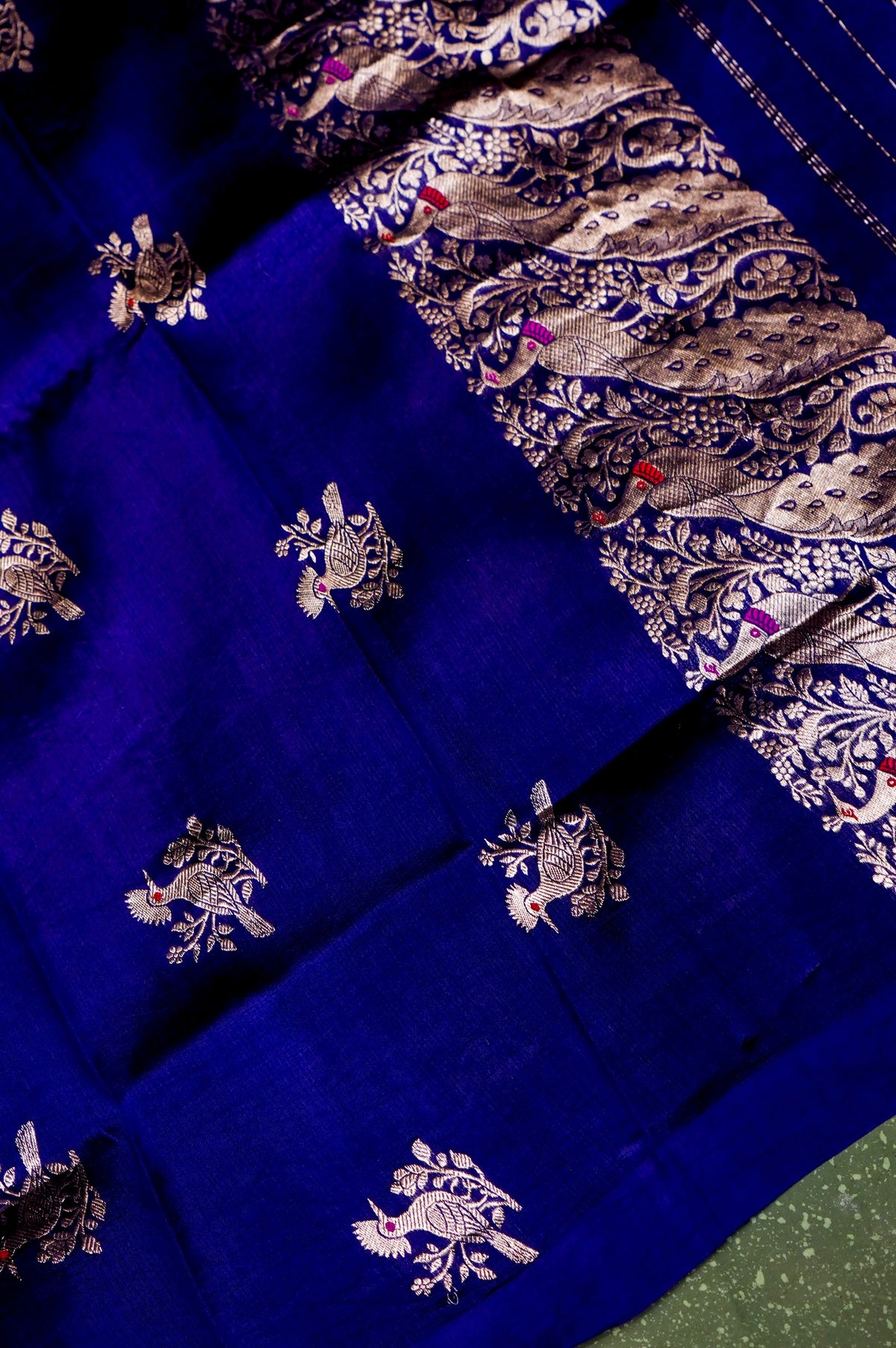 Handwoven Royal Blue Banarasi Mashru Silk Suit