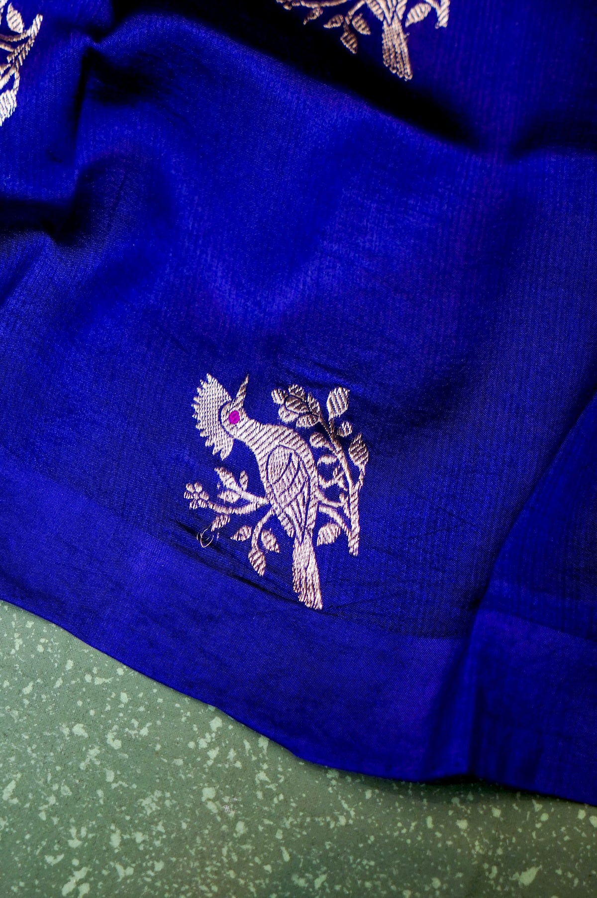 Handwoven Royal Blue Banarasi Mashru Silk Suit