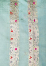 Handwoven Pastel Blue Banarasi Katan Silk Suit