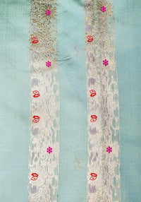 Handwoven Pastel Blue Banarasi Katan Silk Suit