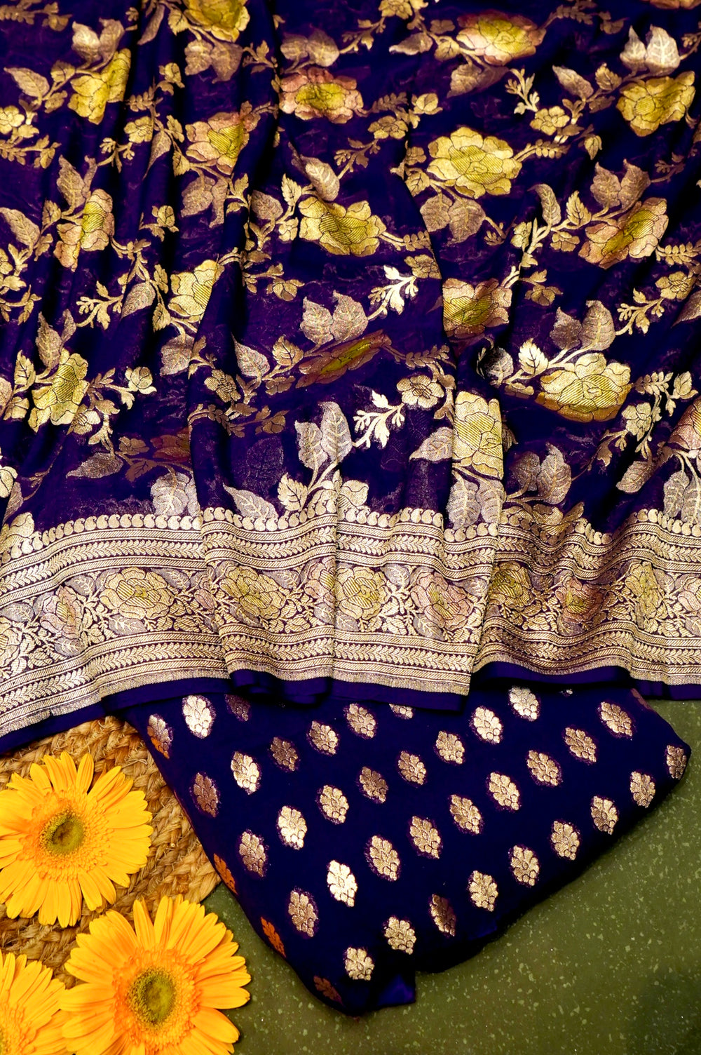 Handwoven Dark Purple Banarasi Khaddi Georgette Suit