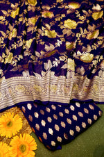 Handwoven Dark Purple Banarasi Khaddi Georgette Suit