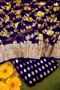 Handwoven Dark Purple Banarasi Khaddi Georgette Suit