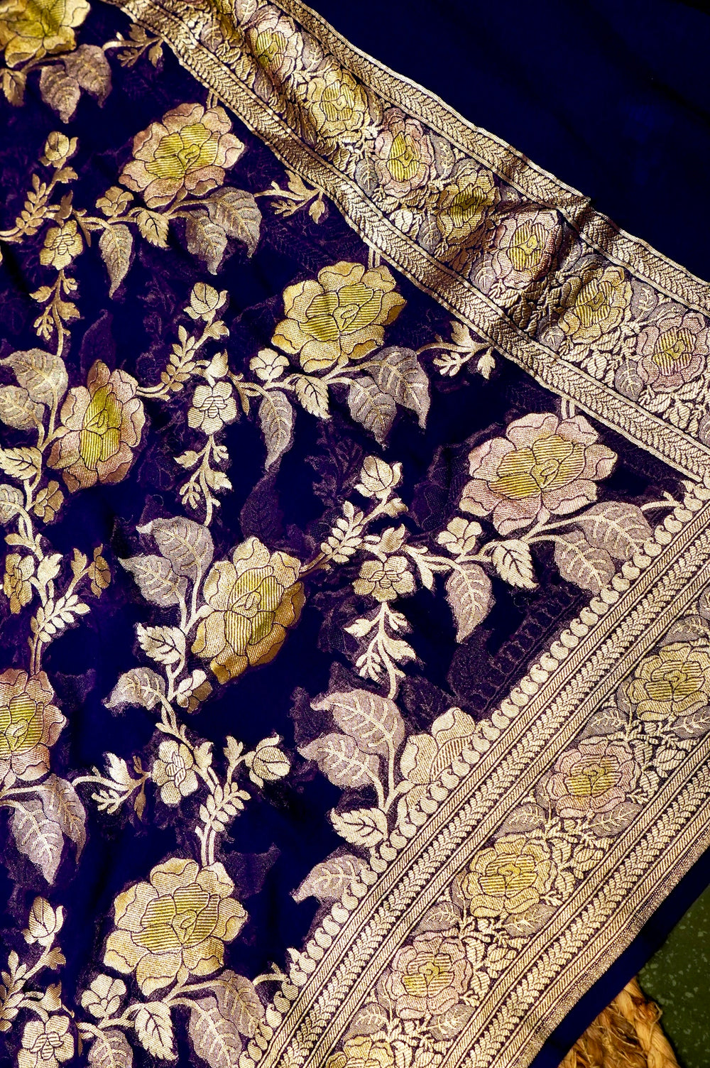 Handwoven Dark Purple Banarasi Khaddi Georgette Suit