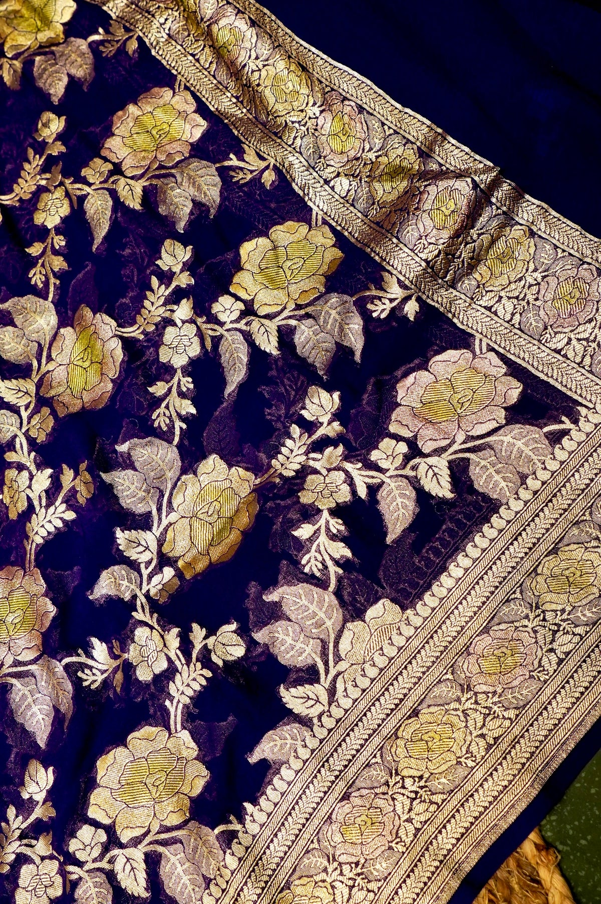 Handwoven Dark Purple Banarasi Khaddi Georgette Suit