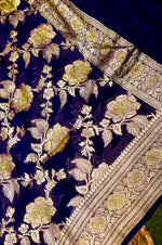 Handwoven Dark Purple Banarasi Khaddi Georgette Suit