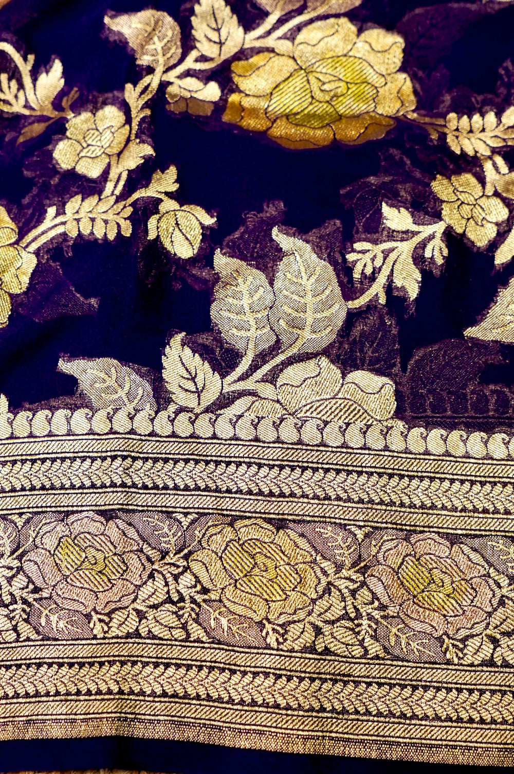 Handwoven Dark Purple Banarasi Khaddi Georgette Suit