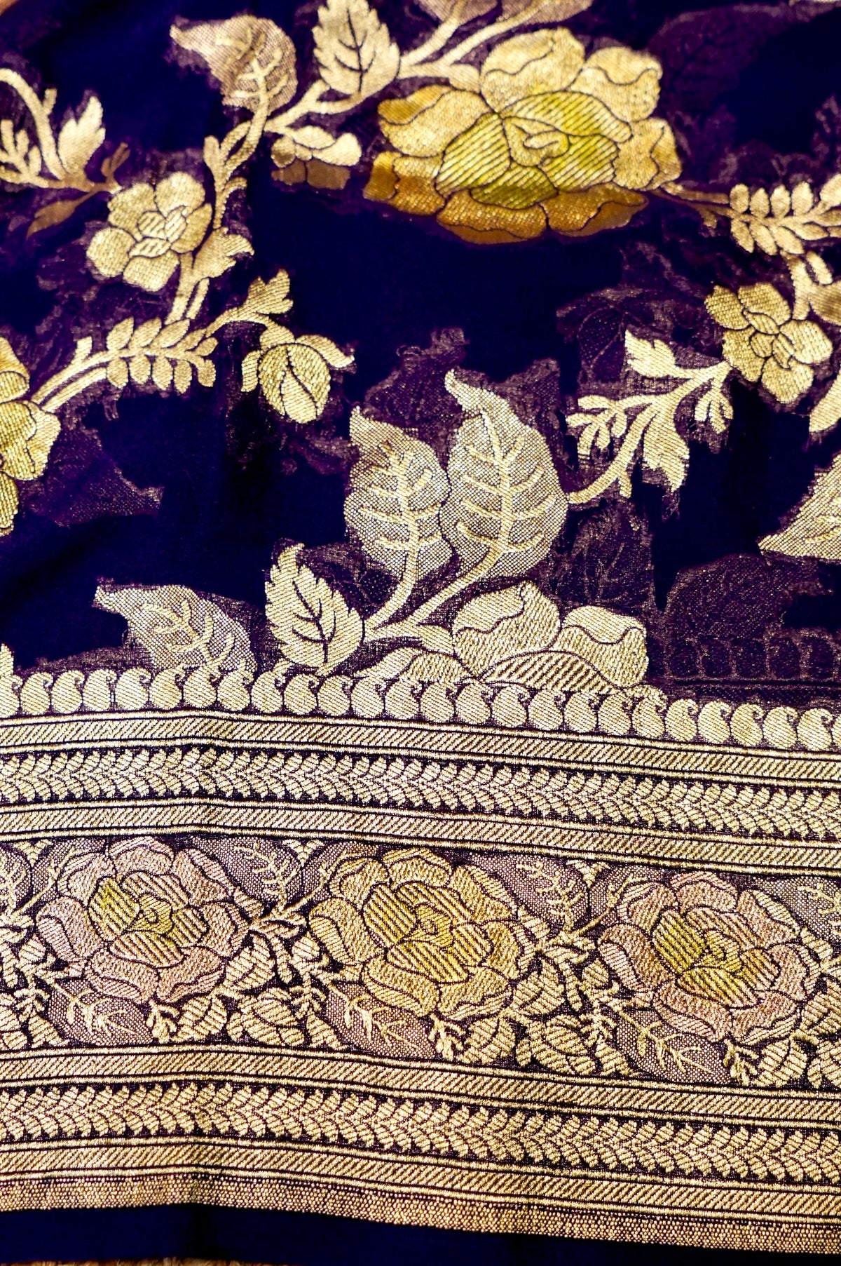 Handwoven Dark Purple Banarasi Khaddi Georgette Suit