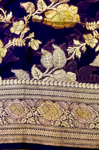 Handwoven Dark Purple Banarasi Khaddi Georgette Suit