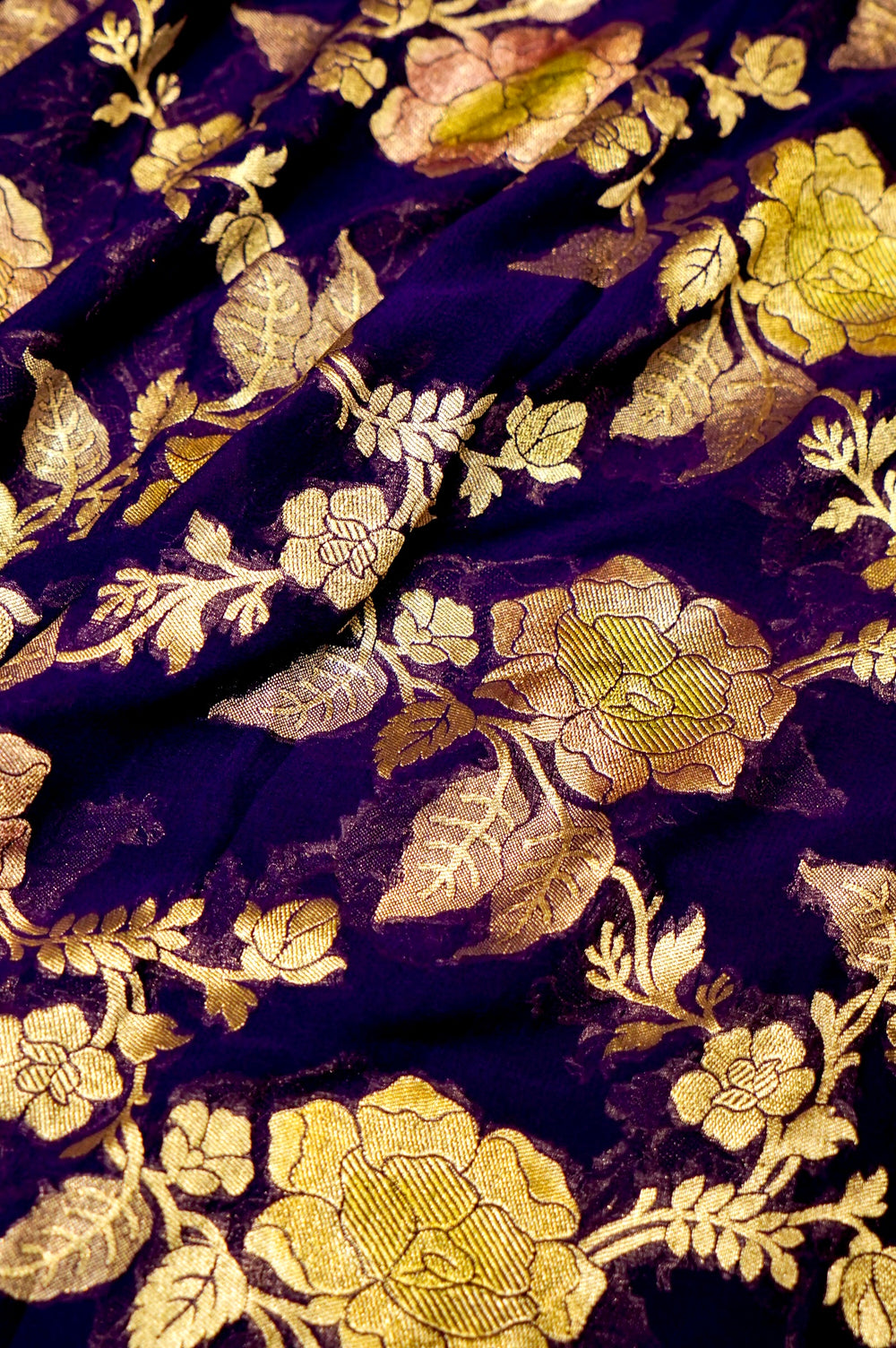 Handwoven Dark Purple Banarasi Khaddi Georgette Suit