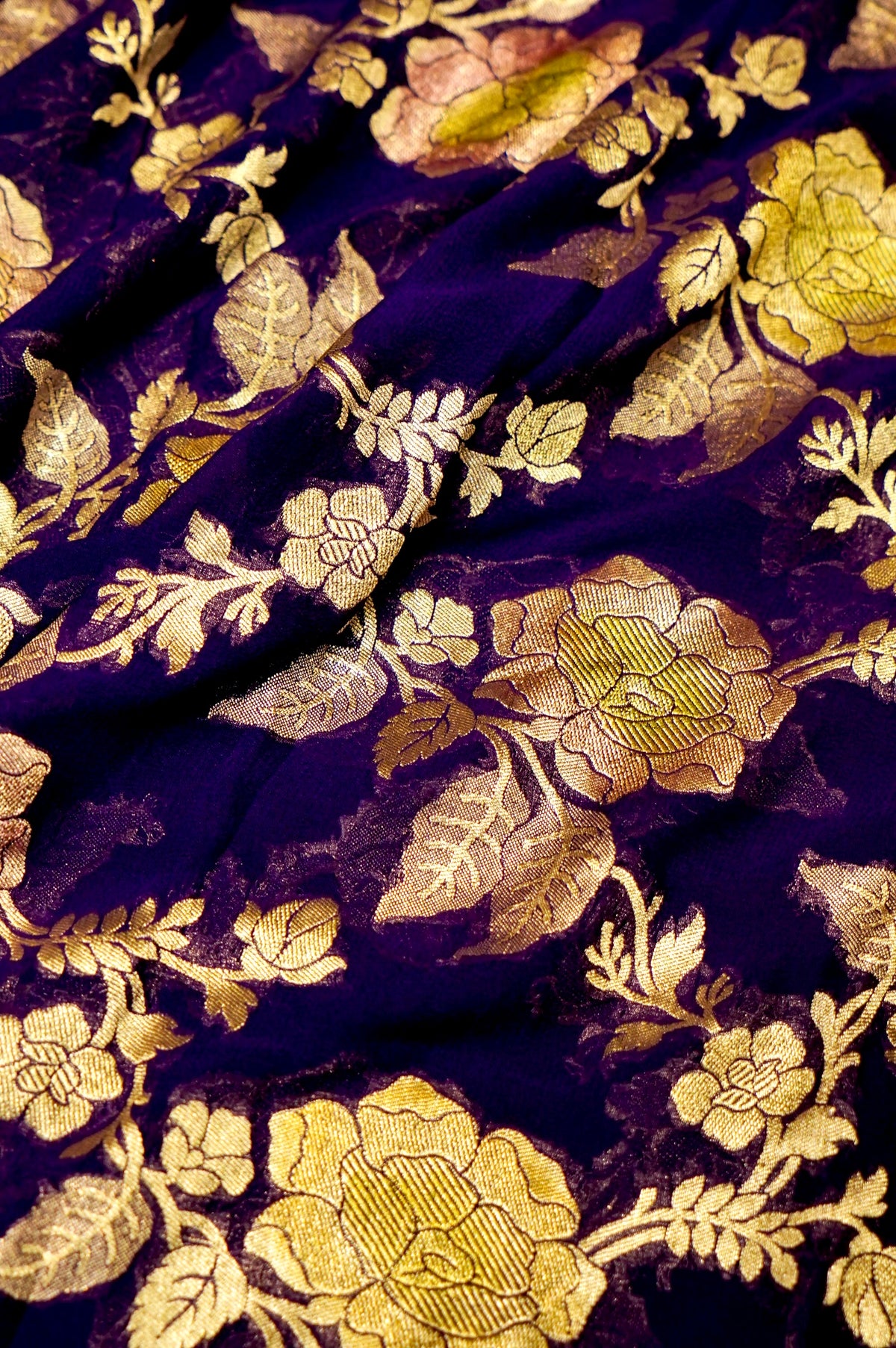 Handwoven Dark Purple Banarasi Khaddi Georgette Suit
