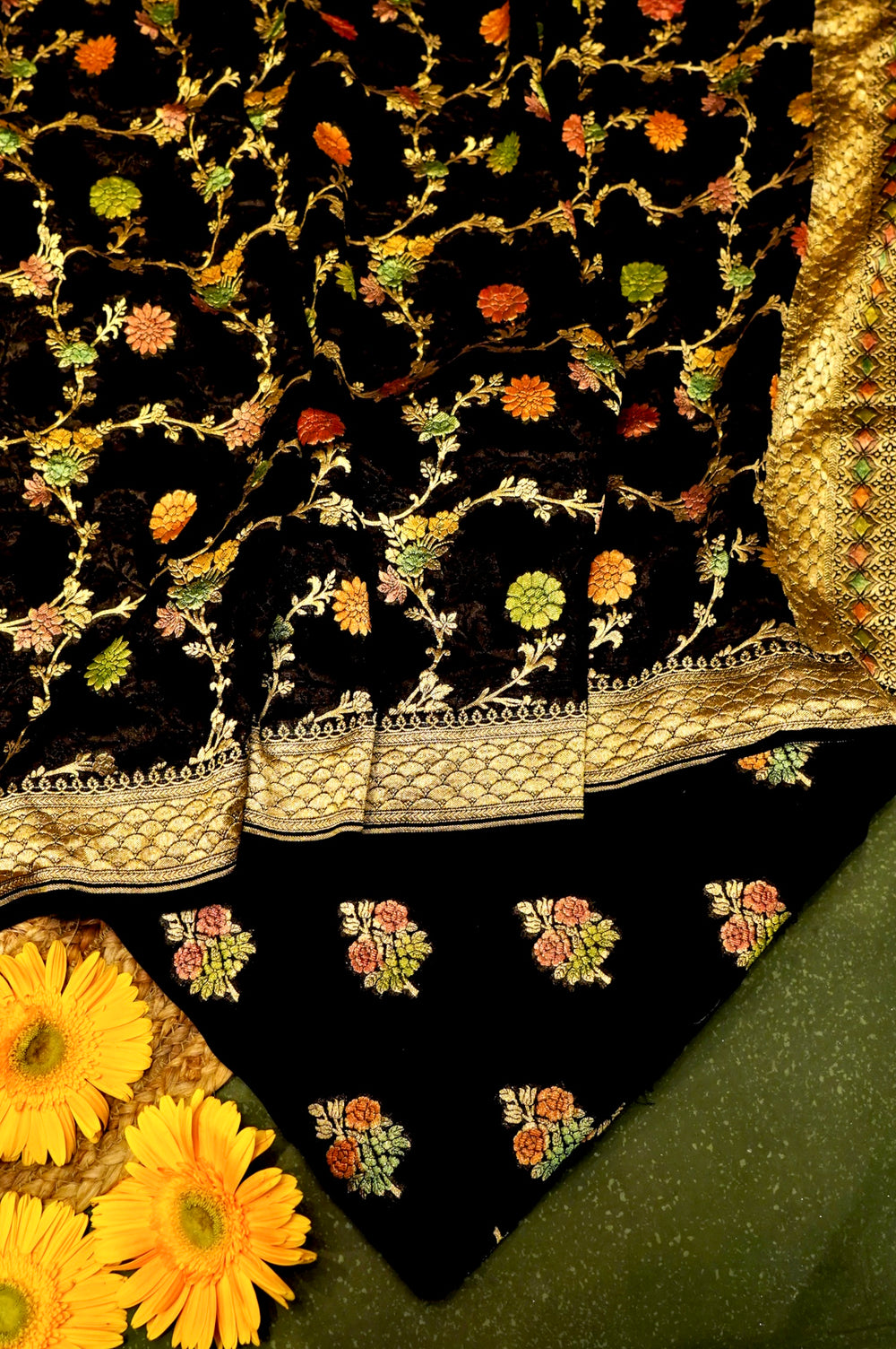 Handwoven Black Banarasi Khaddi Georgette Suit