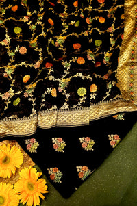 Handwoven Black Banarasi Khaddi Georgette Suit