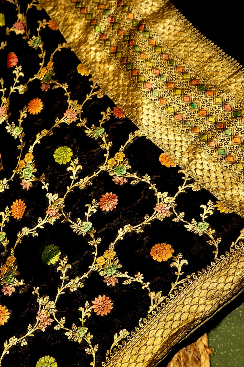 Handwoven Black Banarasi Khaddi Georgette Suit
