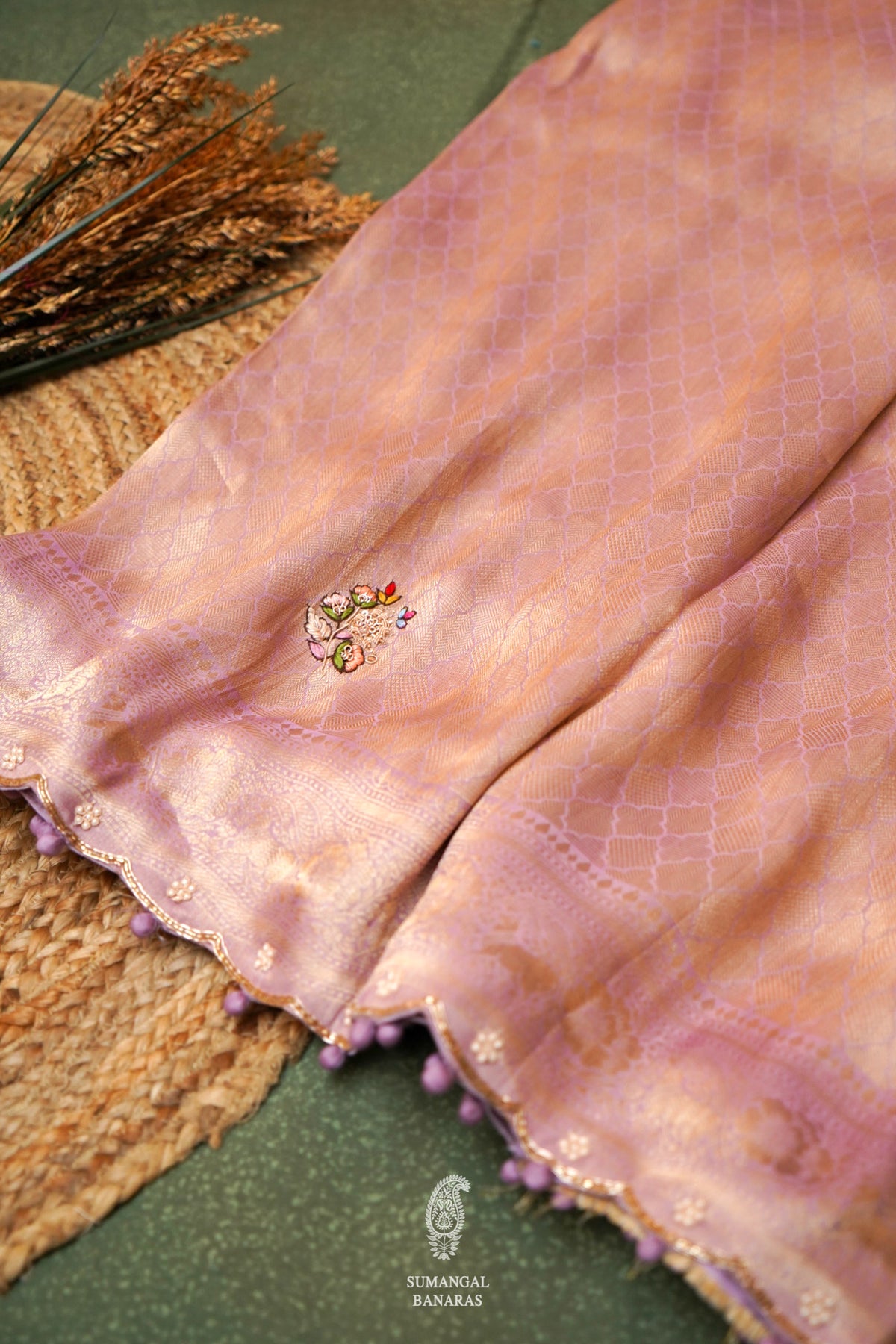 Designer Lavender Katan Soft Silk Saree